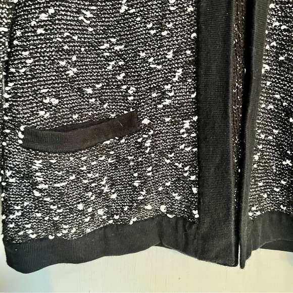 LIZ Claiborne Marled Open Front Cardigan Sweater Black White Grey Pockets L - Picture 6 of 12